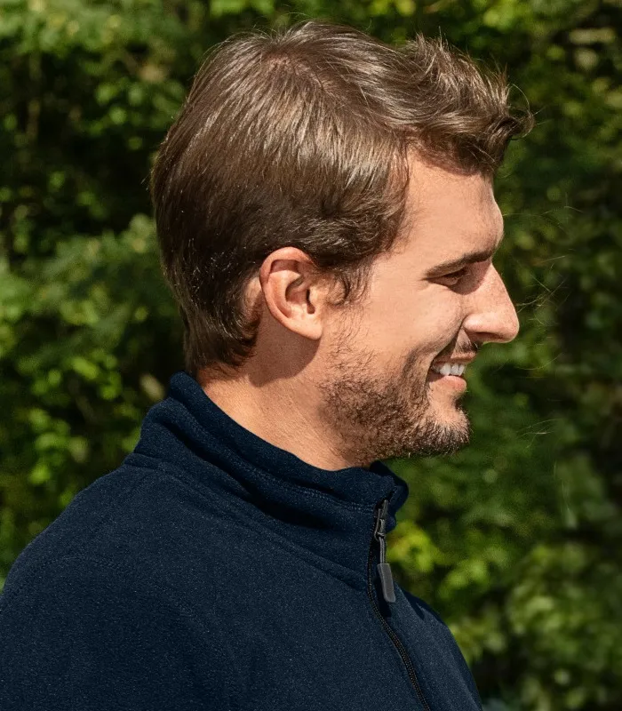 Veste polaire homme contrastée - Col montant pour protéger du froid au niveau du cou