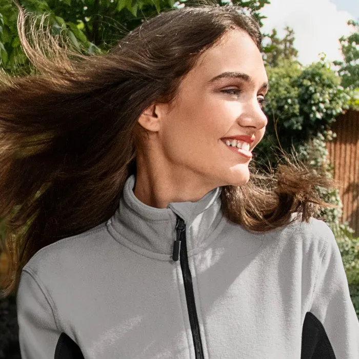 Veste contrastée en molleton pour femme - Col montant pour protéger du froid au niveau du cou