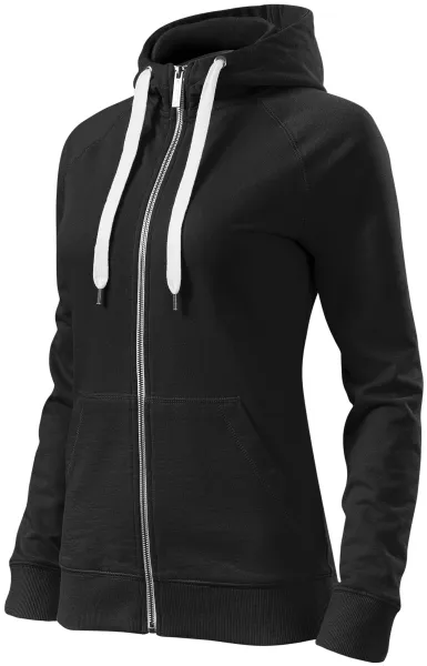 Sweat-shirt contrasté à capuche pour femme - Sweat-shirt à capuche pour femme avec fermeture éclair
