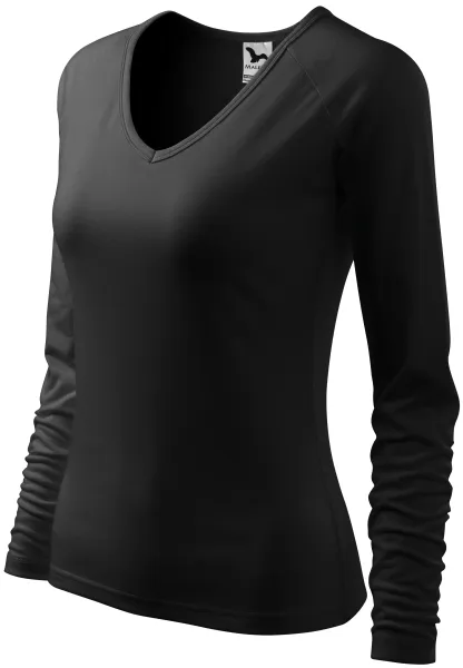 T-shirt près du corps pour femme, décolleté en V - T-shirt confortable à manches longues pour femme