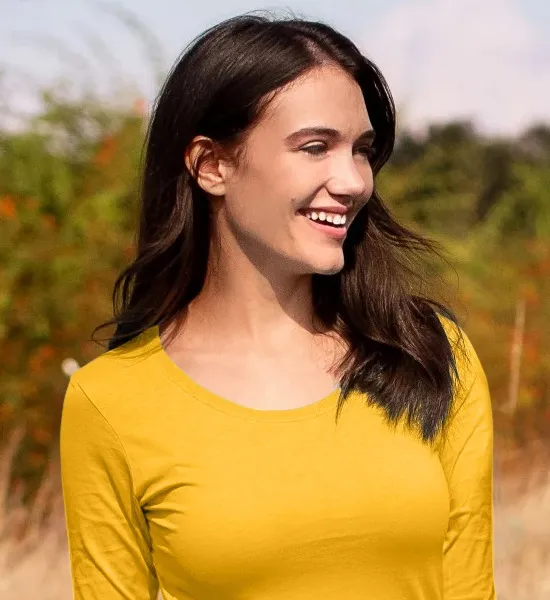 T-shirt femme à manches longues - Encolure ronde plus profonde