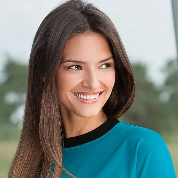 T-shirt en coton bicolore - Encolure ronde contrastée