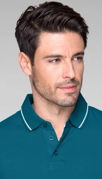 Polo homme contrasté - fermeture à 3 boutons