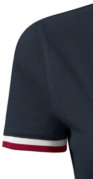 Polo pour femme avec col relevé - Manches courtes à rayures contrastées