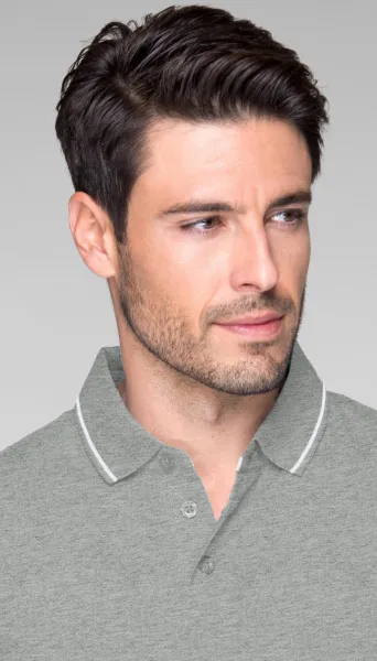 Polo homme contrasté - fermeture à 3 boutons