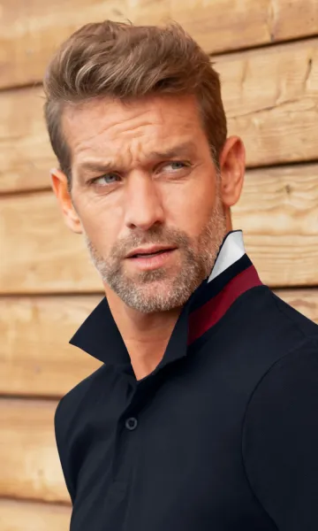 Polo homme col montant - Fermeture à 2 boutons