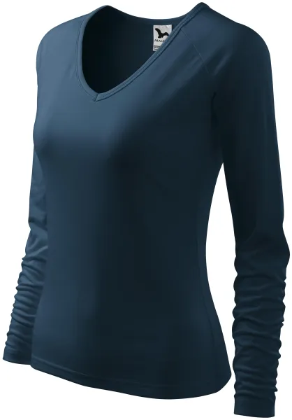 T-shirt près du corps pour femme, décolleté en V - T-shirt confortable à manches longues pour femme