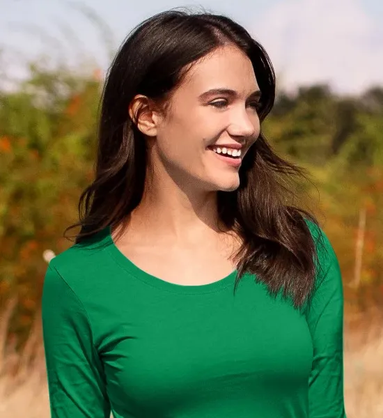T-shirt femme à manches longues - Encolure ronde plus profonde